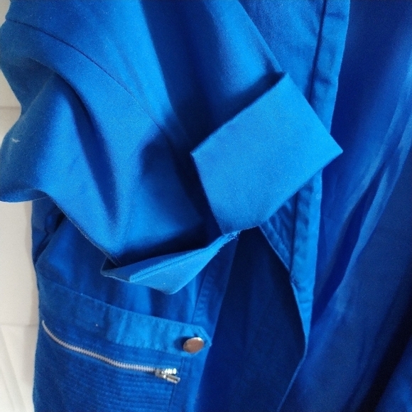 Dress Barn Blue Lightweight Cotton Spandex Open Front Jacket XL - Picture 5 of 10